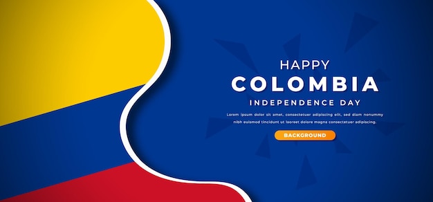 Colombia independence day papercut background illustration for poster banner ads greeting card