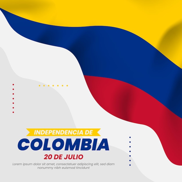 colombia independence day social media post templates background illustration with flag