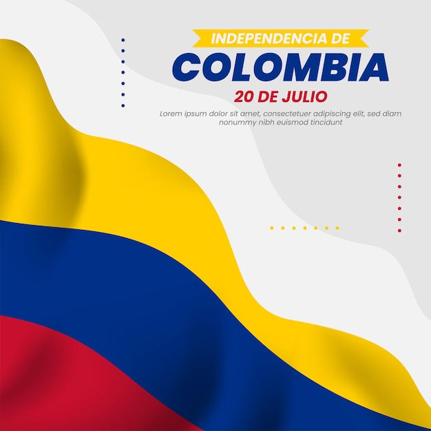 Colombia Independence Day Social Media Post Templates Background Illustration with flag