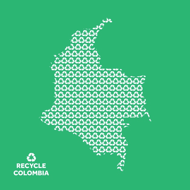 Colombia kaart gemaakt van recycling symbool milieuconcept