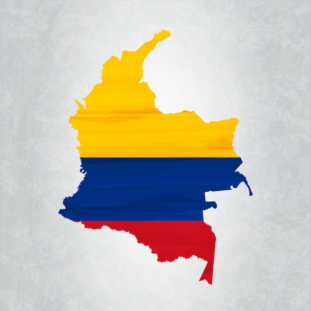 Colombia kaart met vlag