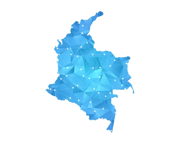 Colombia map line dots polygonal abstract geometric.