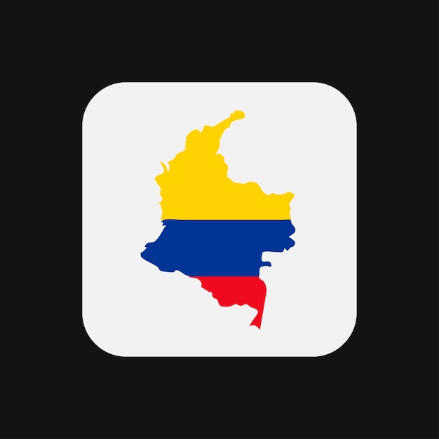 Colombia map silhouette with flag on white background