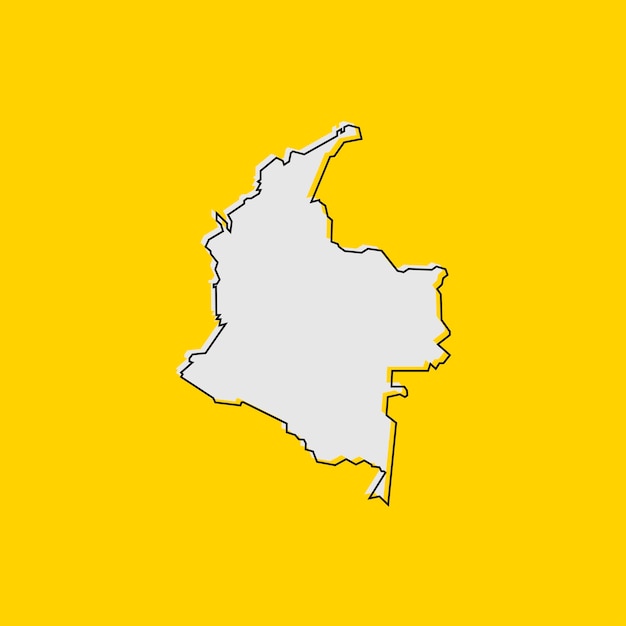 Colombia map on yellow background