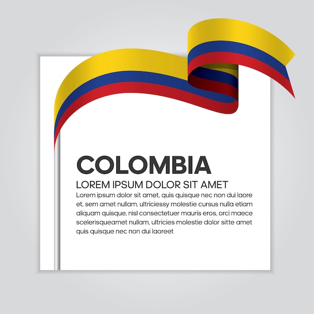 Colombia ribbon flag, vector illustration on a white background