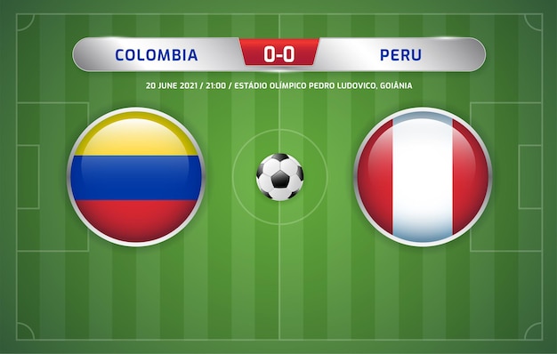 Colombia vs Peru scorebord uitzending voetbal Zuid-Amerika toernooi 2021