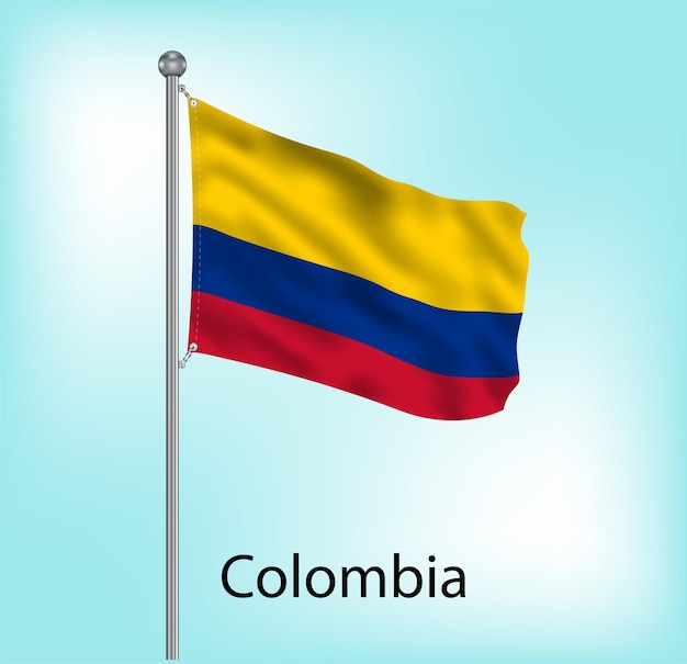 Colombia zwaait met de vlag op de vlaggenmast