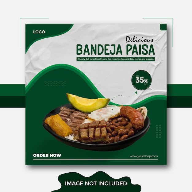 Vector colombiaans populair bandeja paisa-voedselbannerontwerp