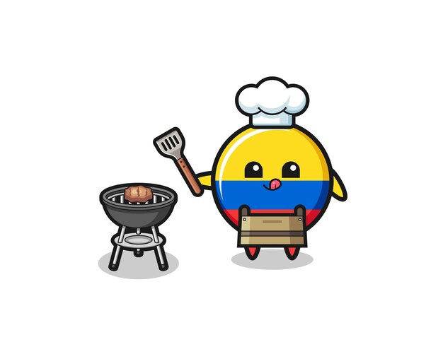 Colombiaanse vlag barbecue chef met een grill