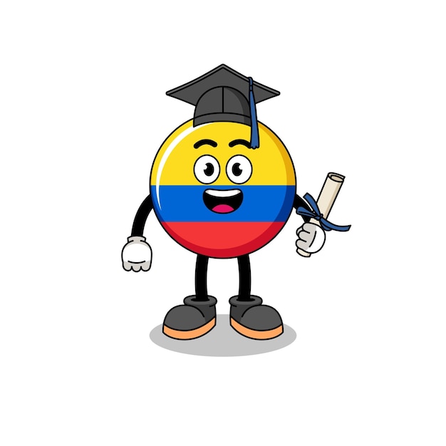 Colombiaanse vlagmascotte met afstuderen pose