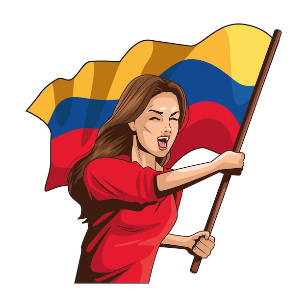 Colombiaanse vrouw wuivende vlag
