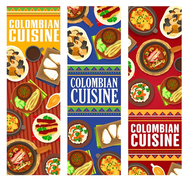 Colombian food colombia cuisine cartoon banners