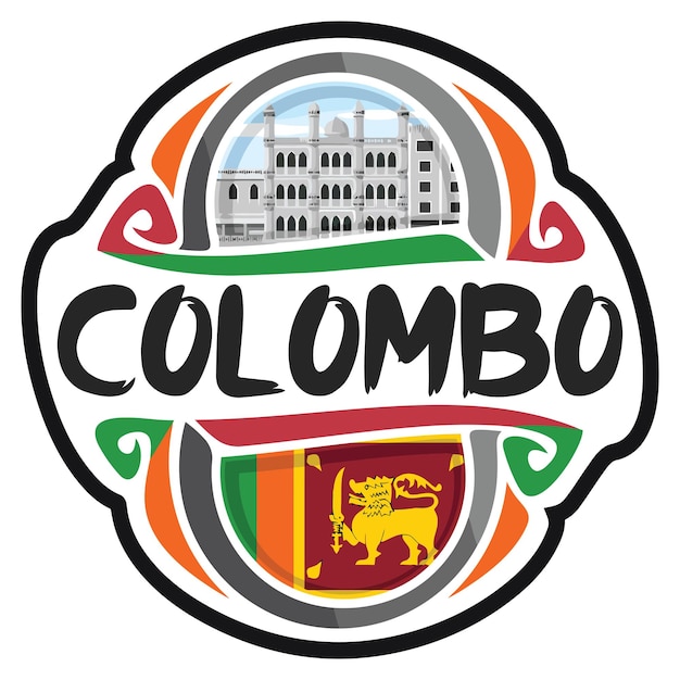 Colombo sri lanka flag travel souvenir sticker skyline landmark logo badge stamp seal emblem svg eps