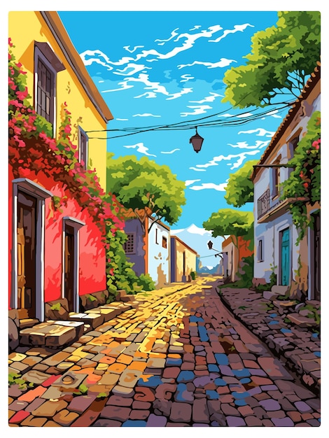 Vector colonia del sacramento vintage travel poster souvenir postcard portrait painting wpa illustration