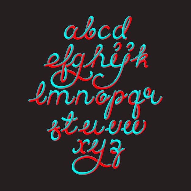 Color 3D alphabet vector pipe font on black space