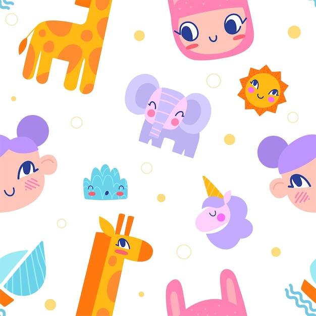 Color animals seamless pattern