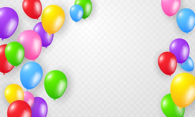 Color balloons concept  template holiday happy day, background celebration  illustration.