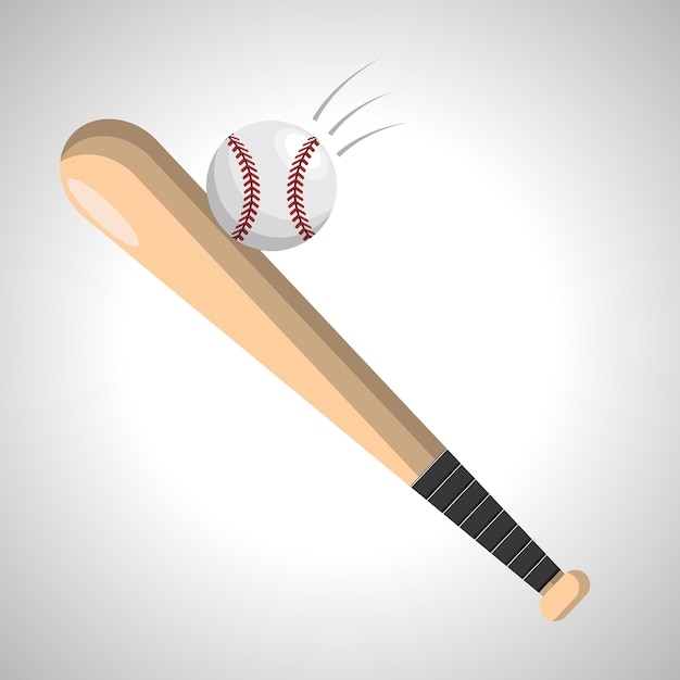 Vector color baseball with bat and ball icon