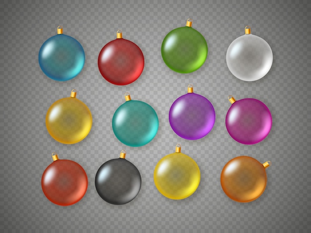 Color baubles vector set.