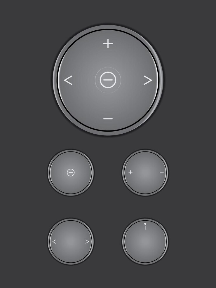 Vector color black button icon multimedia on dark color background