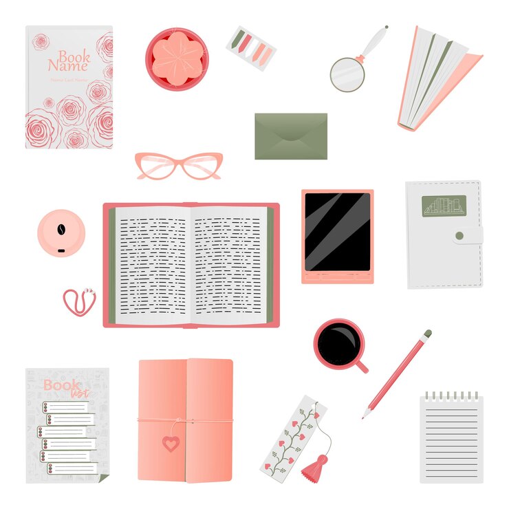 Vector color book set top view
