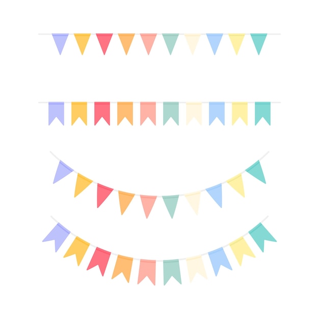 Color bunting set for party party garlands collection