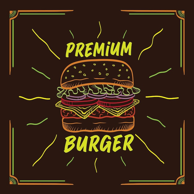 Vettore color burger immagine principale menu design