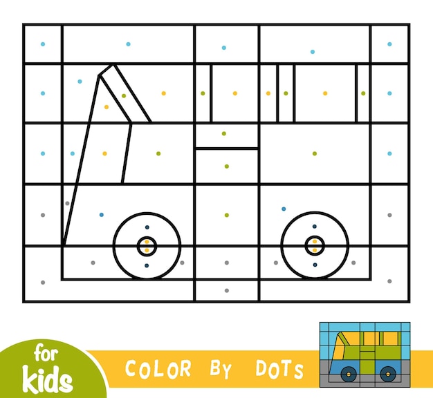 Color by dots, gioco educativo per bambini, bus