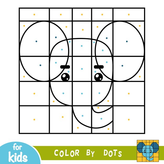 Color by dots, education game for children, Elephant