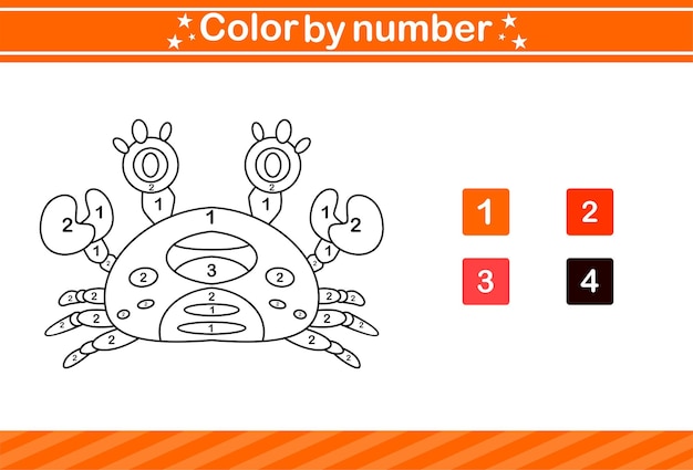 Color by number of cute animal.Educational game suitable for kids and preschool