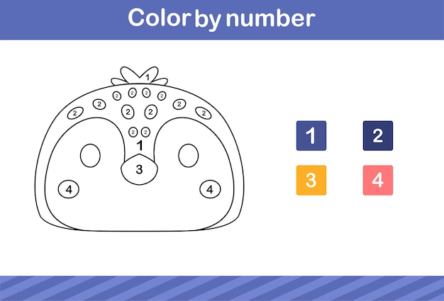 Раскрась милое животное по номеру. Обучающая игра, подходящая для детского сада и дошкольного учреждения.