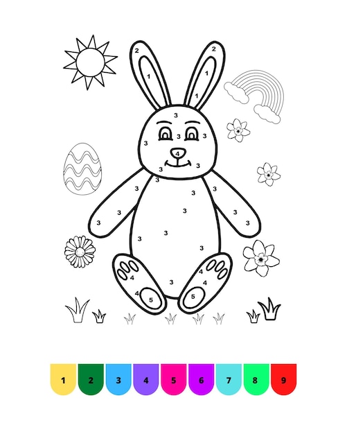 Color by Number Easter Coloring Page for Kids Easter Coloring Book Pages Easter Color by Number