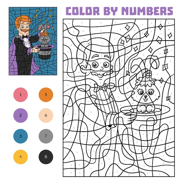 Colore per numero, gioco educativo per bambini, illusionista