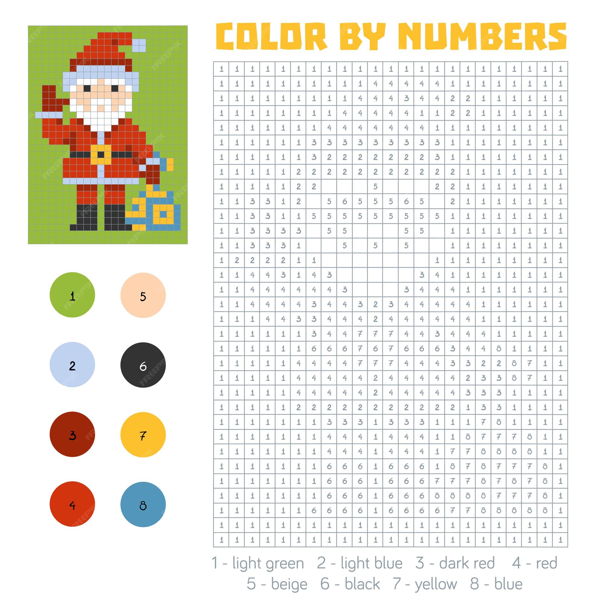 Premium Vector | Color by number, education game for children, Santa Claus