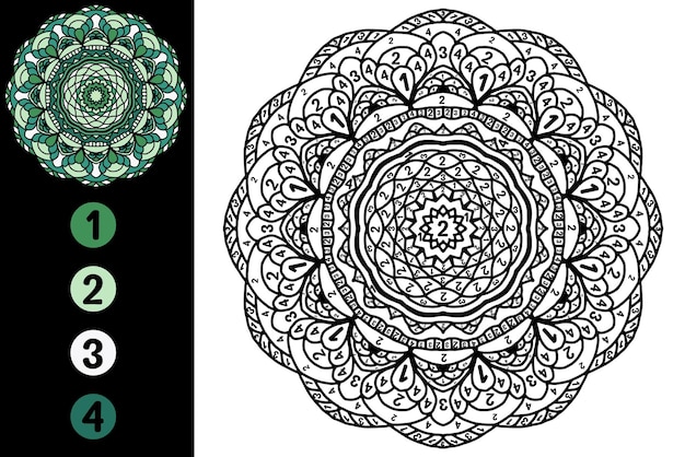 Colore per numero disegno mandala