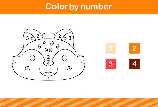 Раскрась милое животное по номеру. обучающая игра, подходящая для детского сада и дошкольного учреждения.