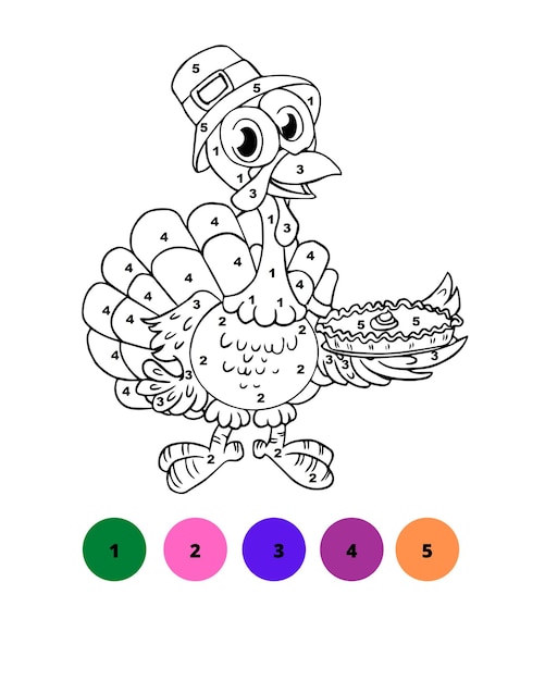 Colore per numero disegni da colorare del ringraziamento colore per numero del ringraziamento per bambini