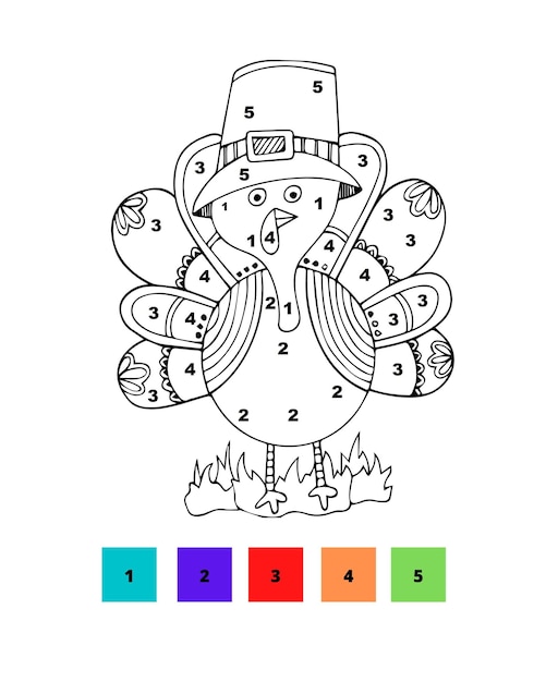 Colore per numero disegni da colorare del ringraziamento colore per numero del ringraziamento per bambini