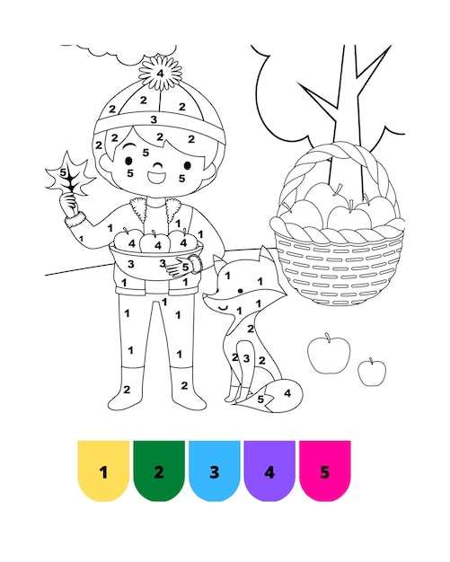 番号による色感謝祭の着色ページ子供のための番号による感謝祭の色ページ