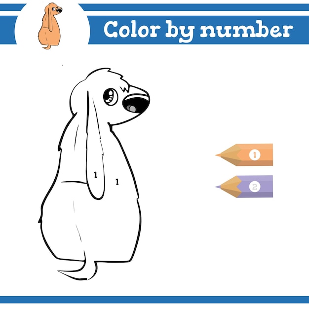 Color by numbers coloring page for preschool children learn numbers for kindergartens and schools