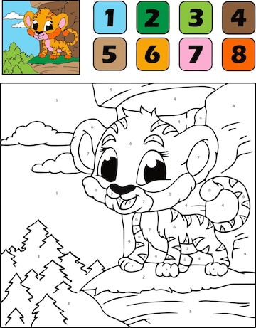 Premium Vector  Color by numbers kids animals