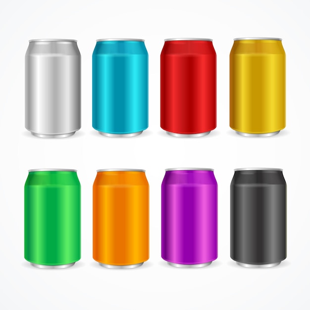 Color Cans Set on a White Background.