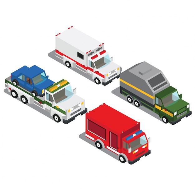 Vector color cars in isometric 3d view