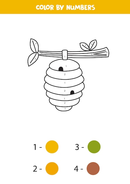 아이들을 위한 숫자 워크시트로 컬러 만화 벌집