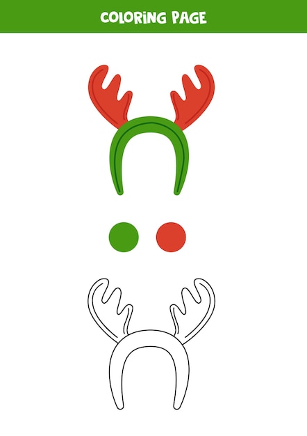 Color cartoon Christmas reindeer hairband Worksheet for kids