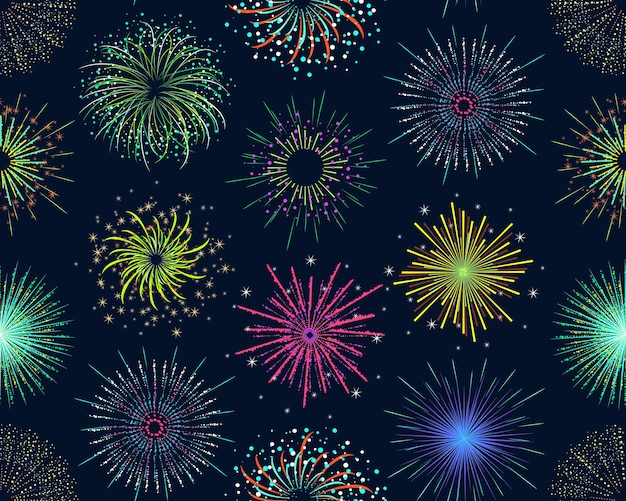 Цветной праздничный фейерверк фоновый узор в темноте для вечеринки и праздничного события взрывной эффект