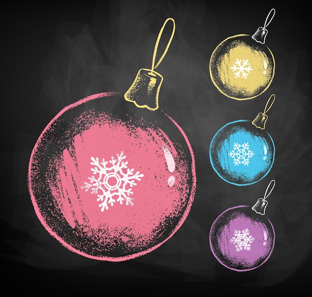 Color chalk sketches of Christmas balls.