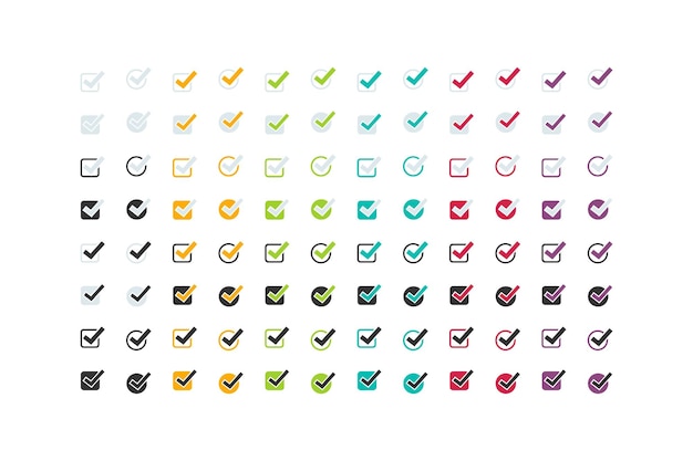 Color check mark icon Povitive choice illustration symbol Sign check box vector