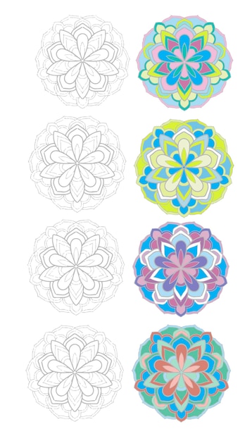 Cerchio di colore cerchio con segmenti motivo mandala color arcobaleno