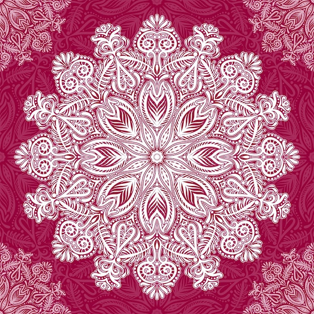 Color circular pattern. Round kaleidoscope of floral elements